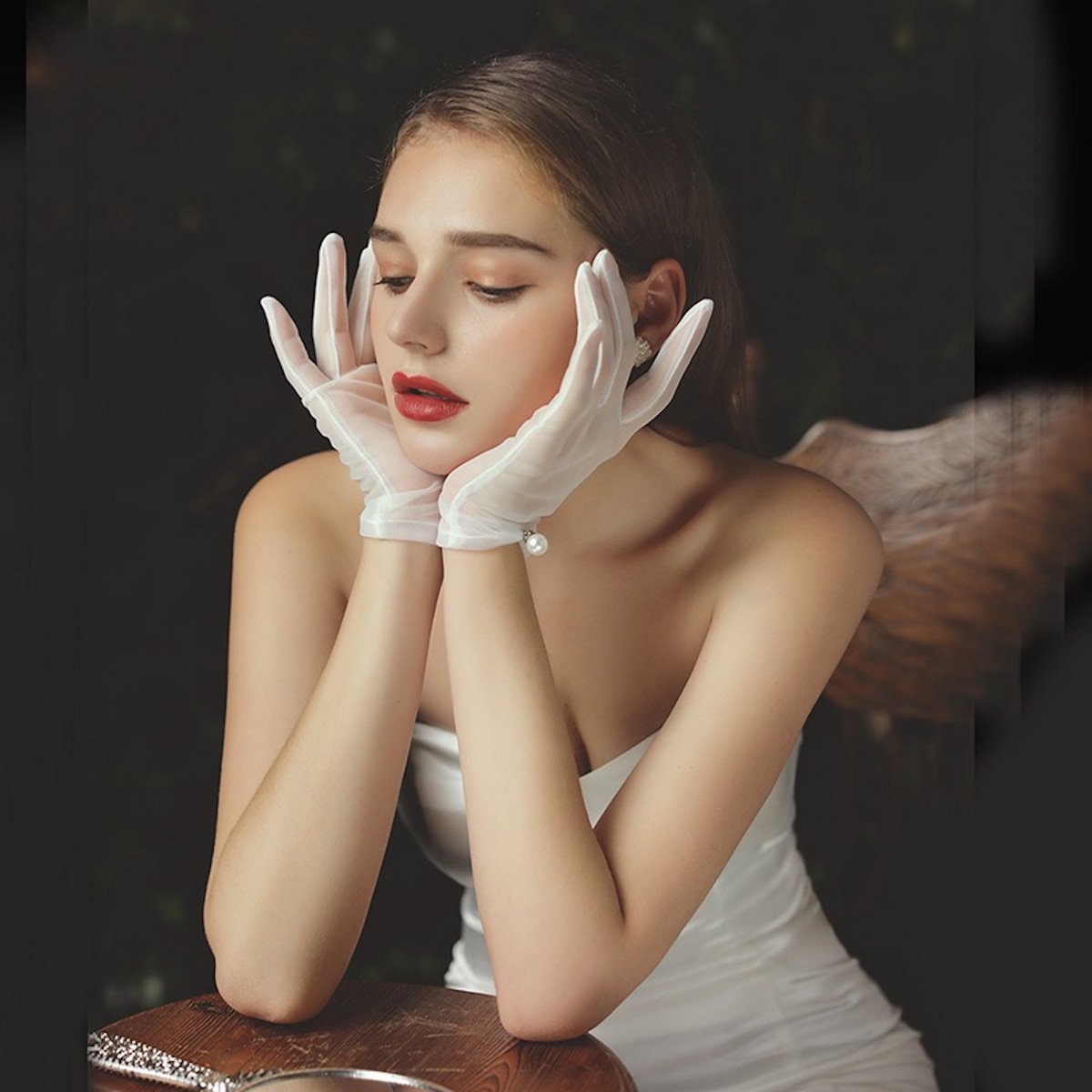 Guantes de Novia Clásicos con Perla - Blanco
