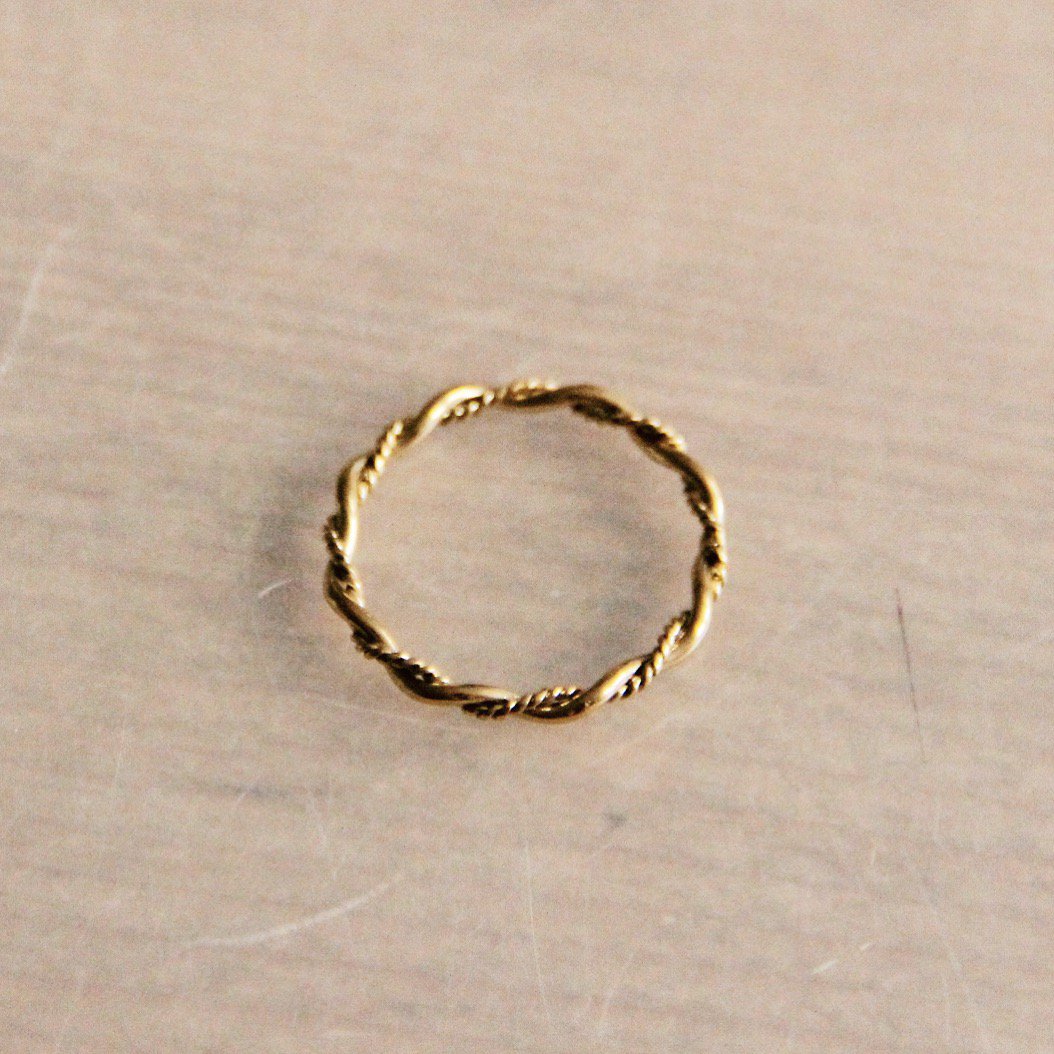 RVS minimalistische gevlochten ring - goud