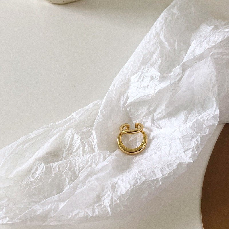 Unique design double line gold and silver one piece ear cuff
