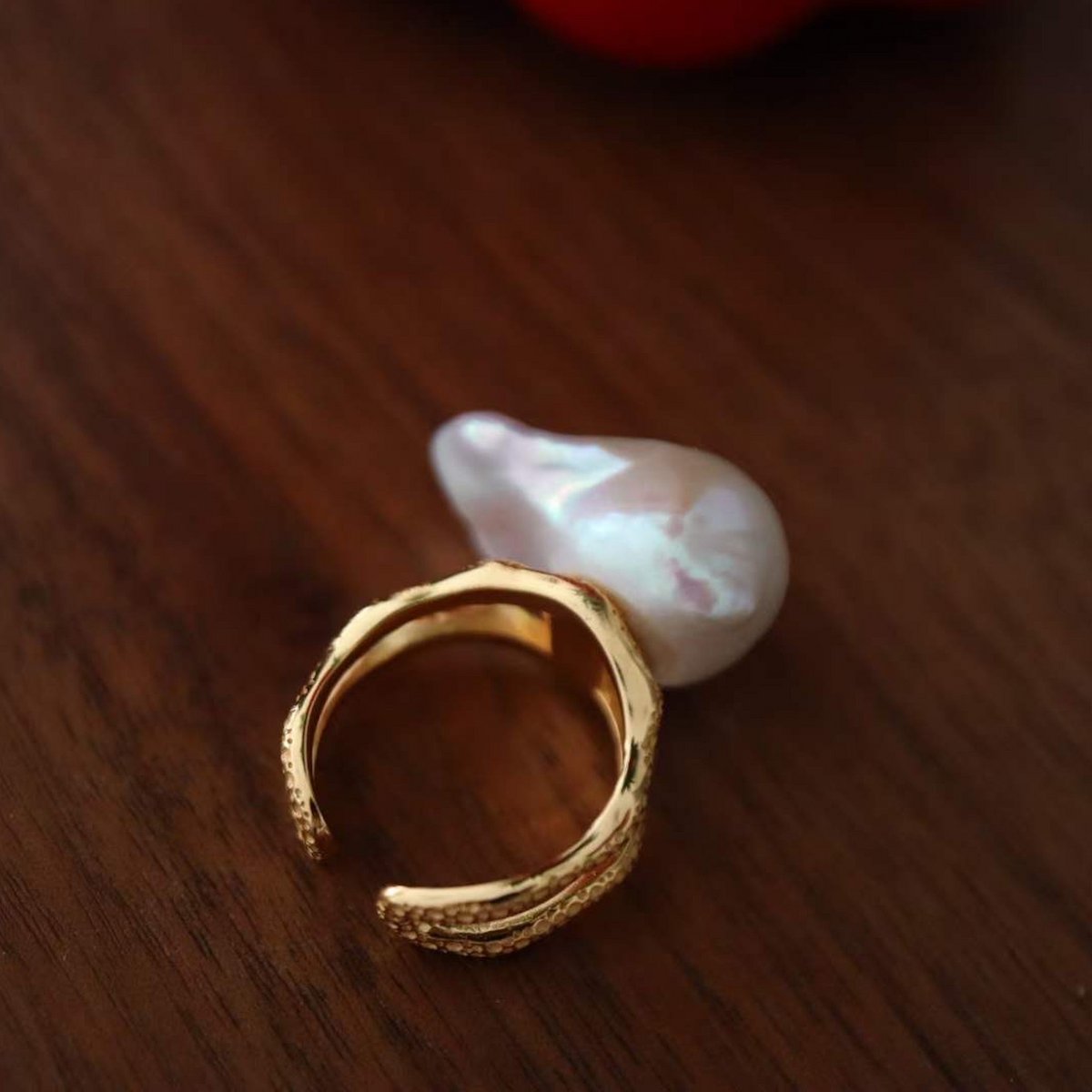 Anillo doble grande Perla Barroca - Oro