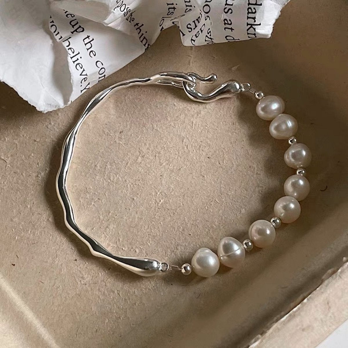 Zilveren boom - Handgemaakte natuurlijke barokke parelkralenarmband met kunstwerk sterling zilveren boomtak-AAAA-kwaliteit