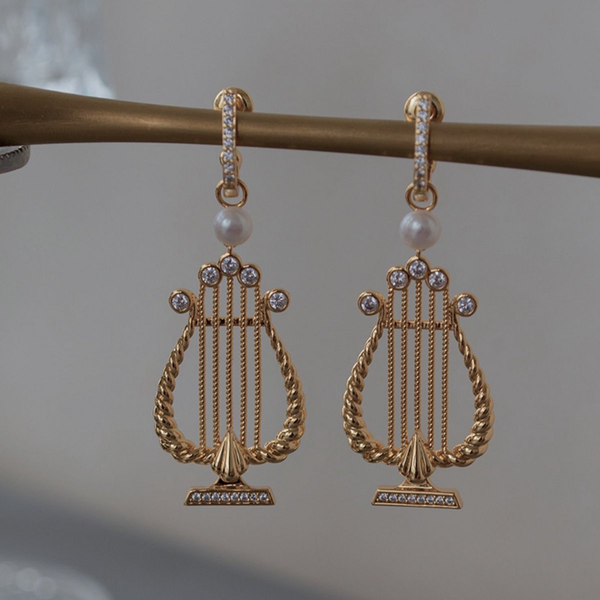 Vintage Elegantie Griekse Harp-Geïnspireerde Oorbellen