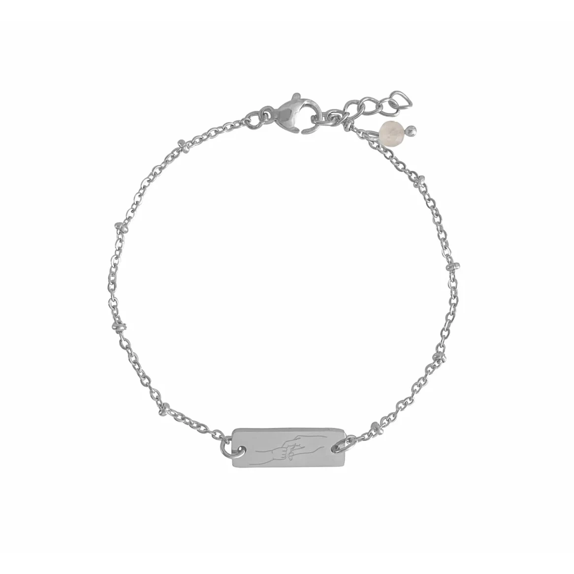 Rozenkwartssteen Armband Moeder en Kind - Zilver