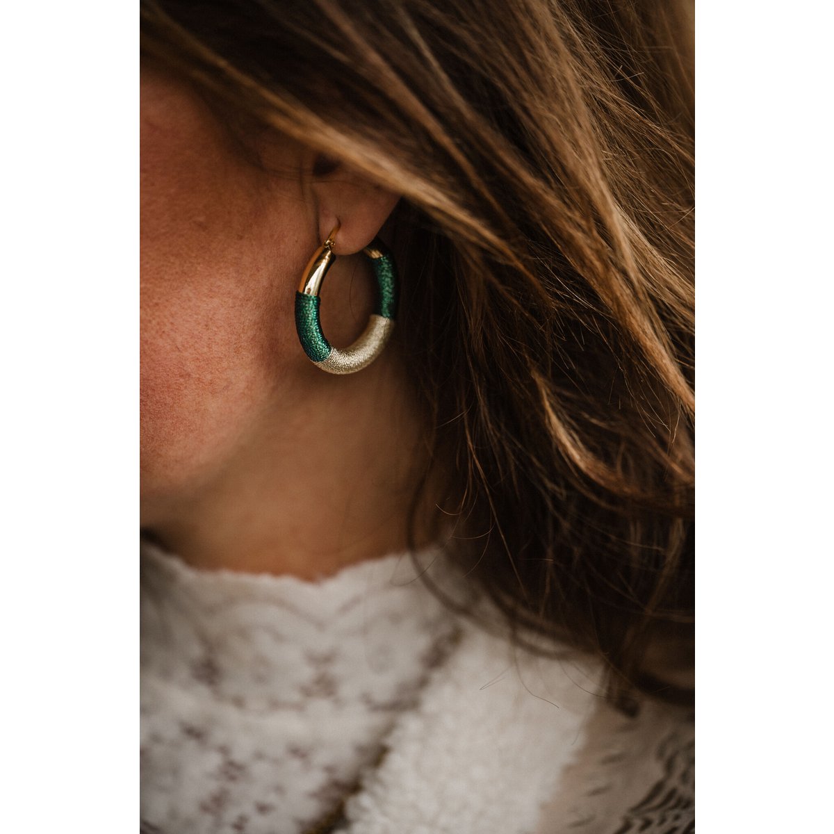 Oorbellen luxe Nya groen goud