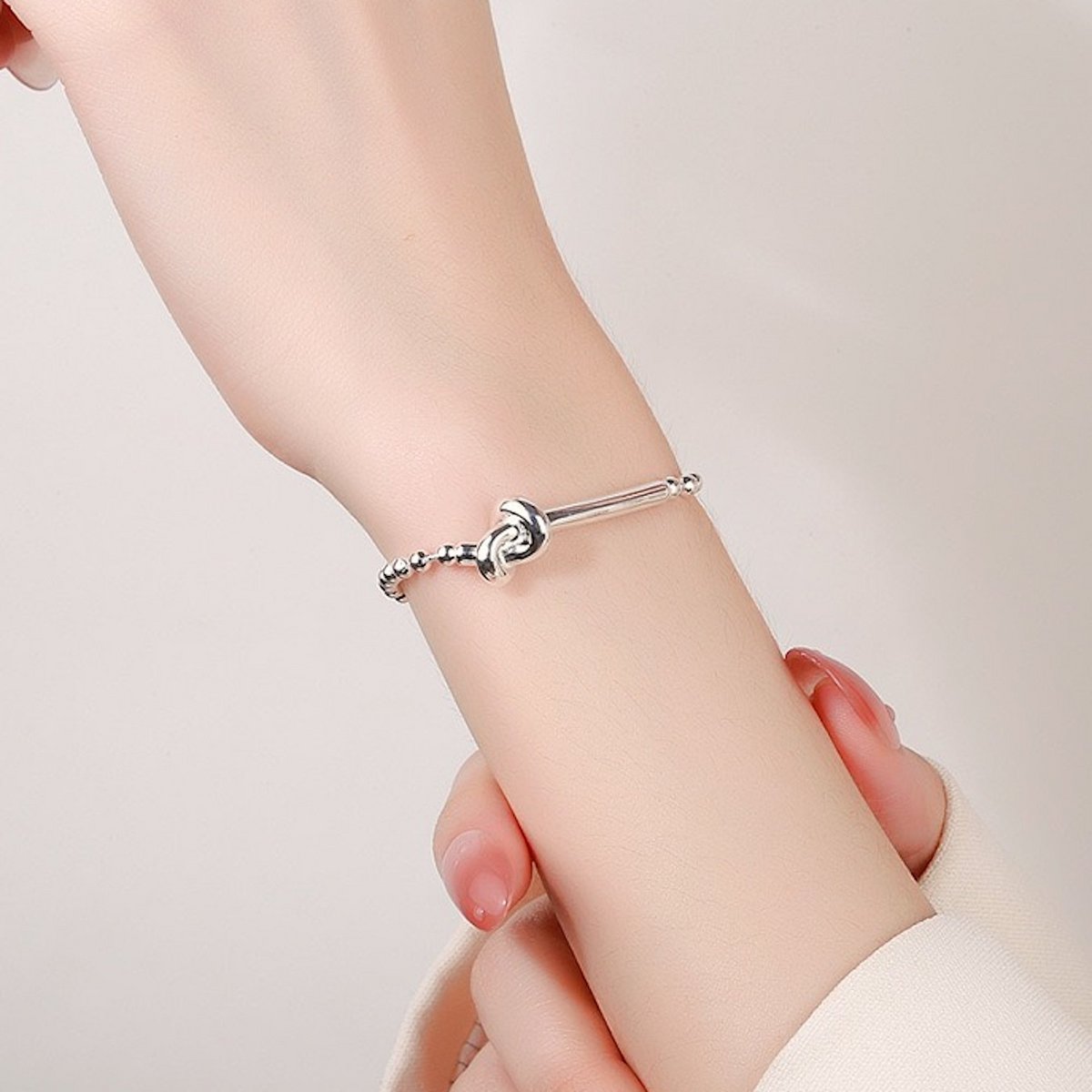 Sterling SilverBall Chain armband-zilveren knoopontwerp