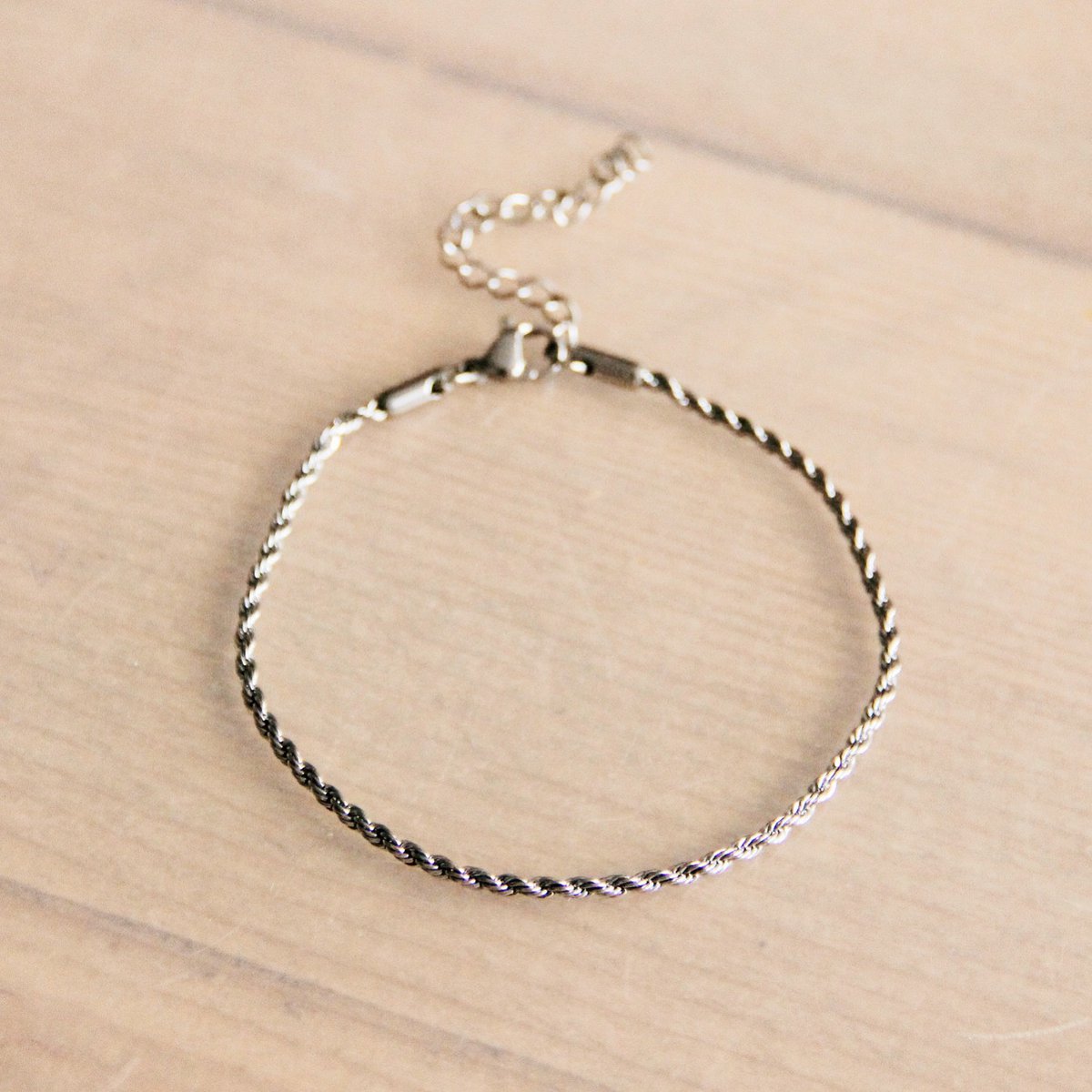 Stalen "twisted" armband klein - zilver