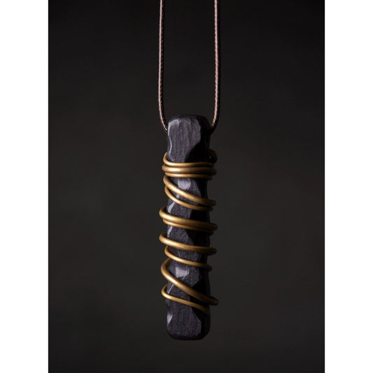 Vintage geïnspireerde zwarte sandaalhout bronzen lijn hanger