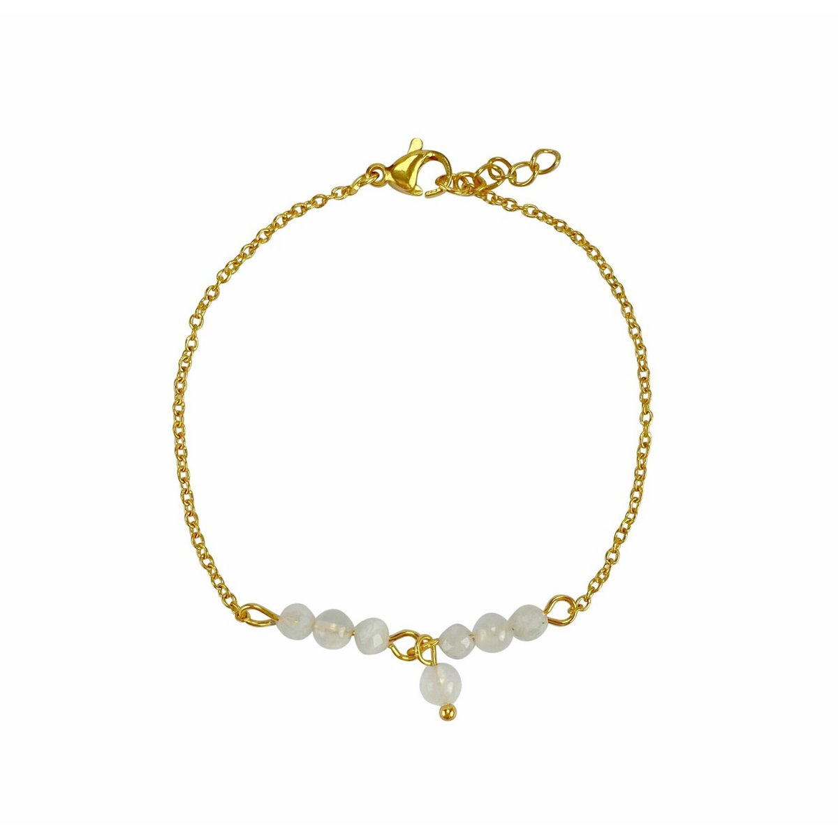 Armband Maansteen en Beschermsteen - Goud