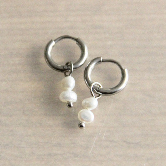 Elegante Creolen met Zoetwaterparels - Zilver