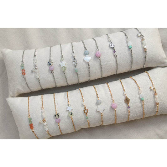 Armband Maansteen en Beschermsteen - Goud