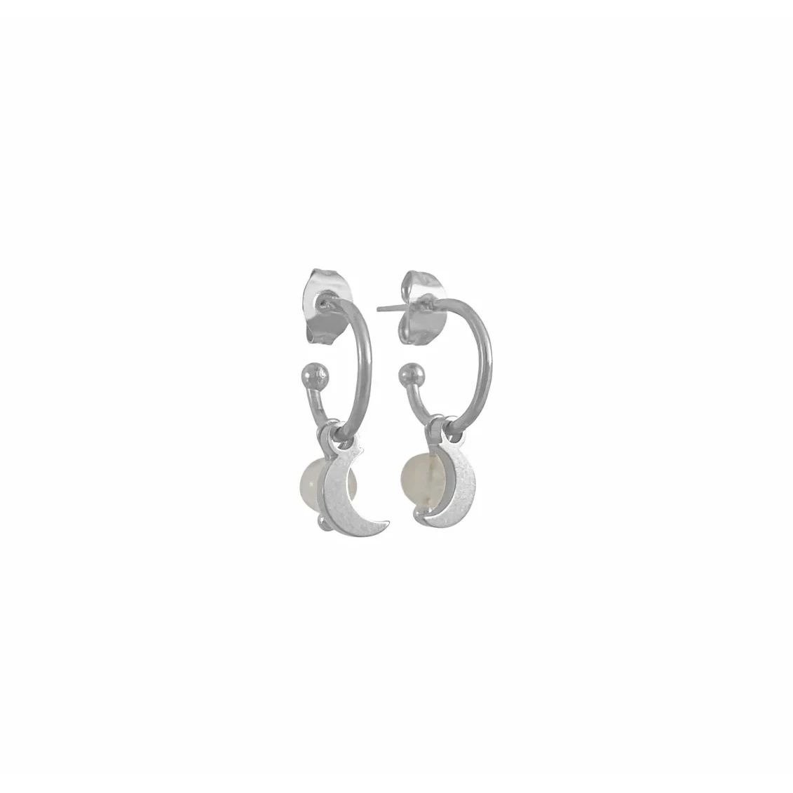 Oorbellen Moon & Moonstone - Zilver