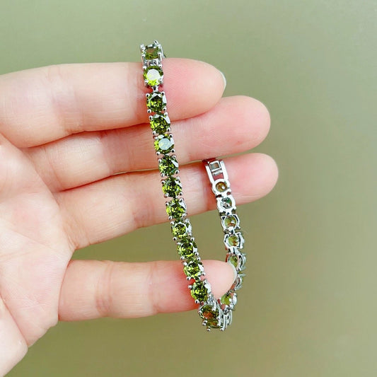 Chique Smaragd groen edelsteen Armband - Zilver