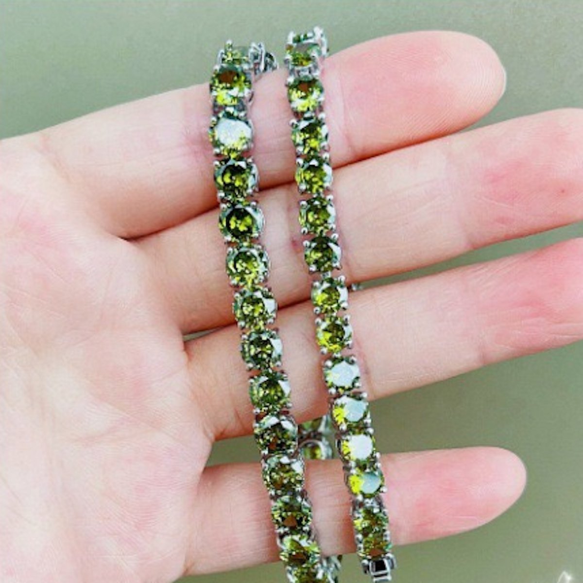 Pulsera elegante con piedras preciosas verde esmeralda - Plata 