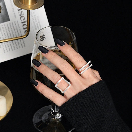 Stijlvolle Vierkante Ring - Sterling Zilver of Goud Vermeil