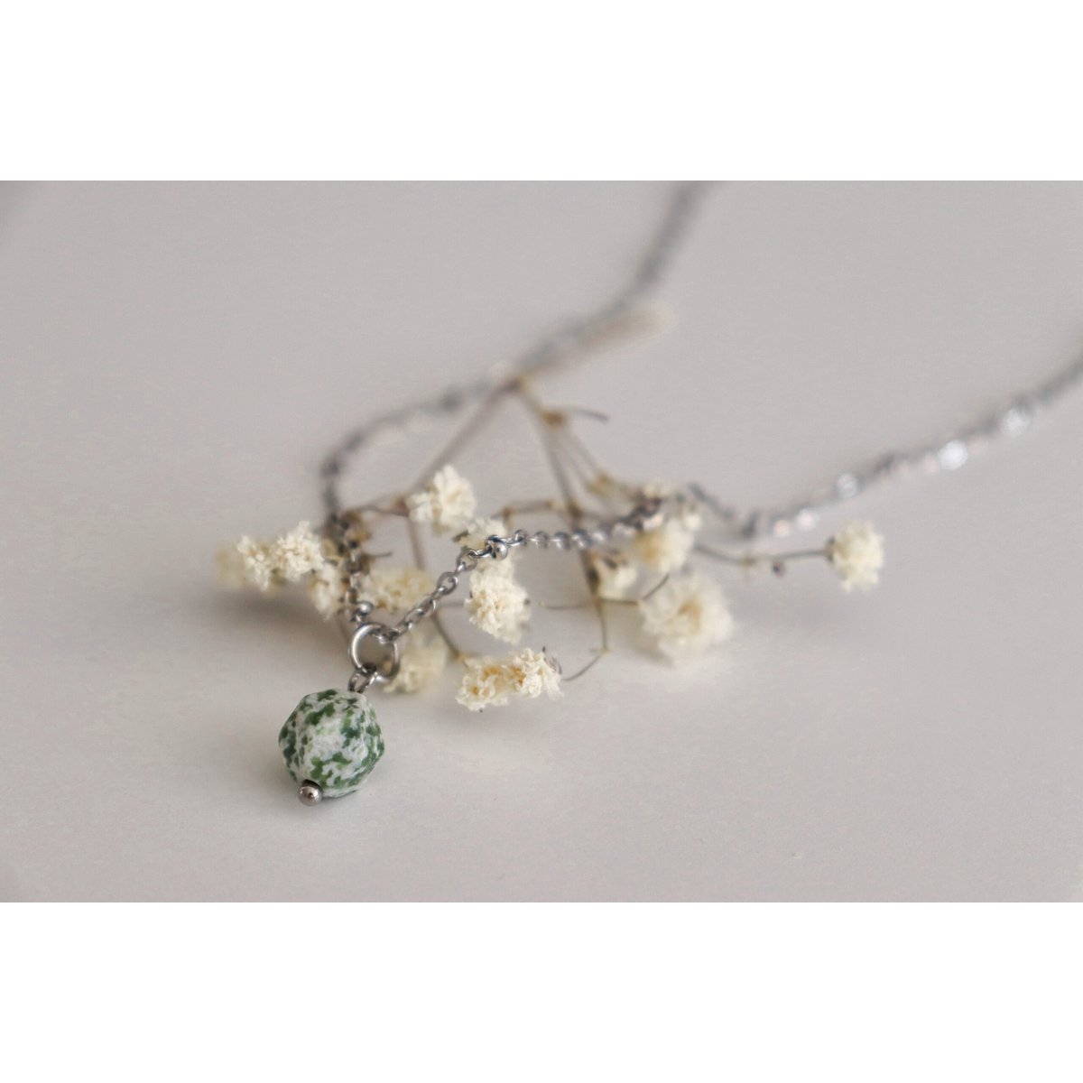 Green Spot Jasper Ketting - Zilver