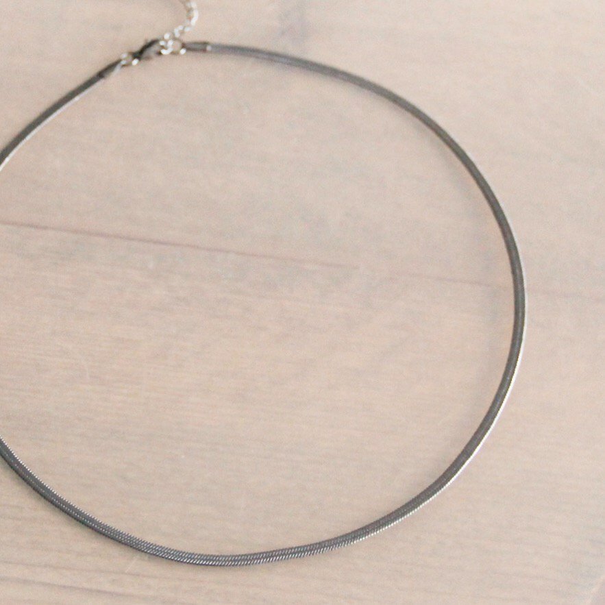 Platte “Slang” ketting 3mm - zilverkleur