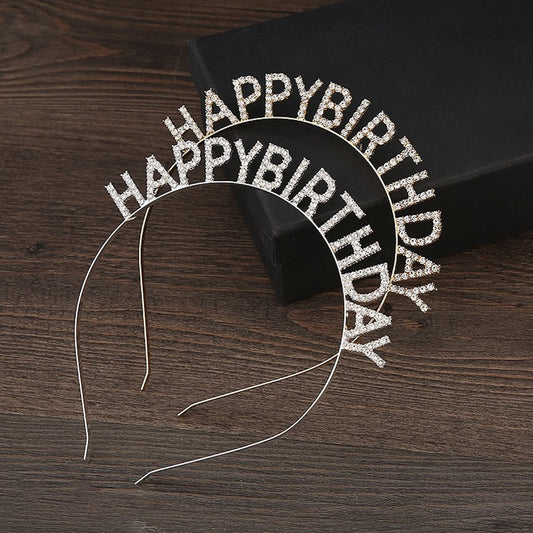 Sprankelende verjaardagshoofdband - Happy Birthday Letters Diamond-Look