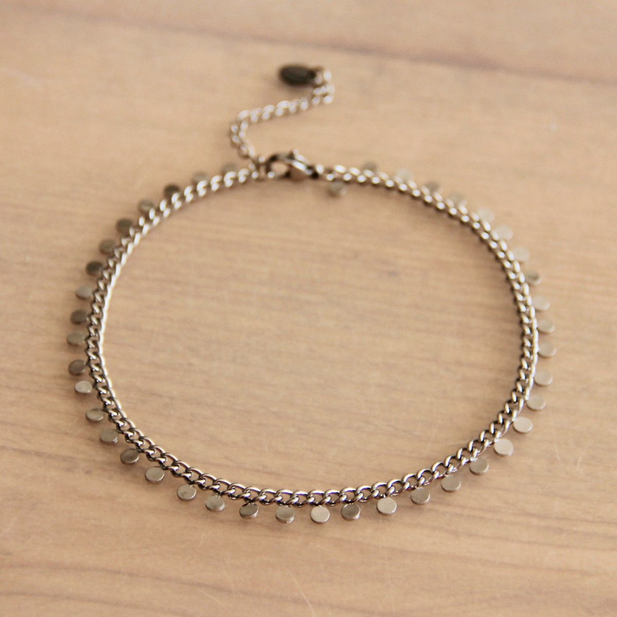 RVS enkelbandje met munt - Zilver