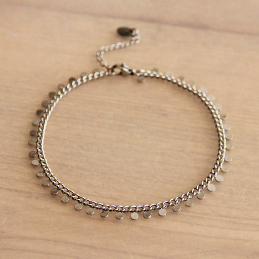 RVS enkelbandje met munt - Zilver