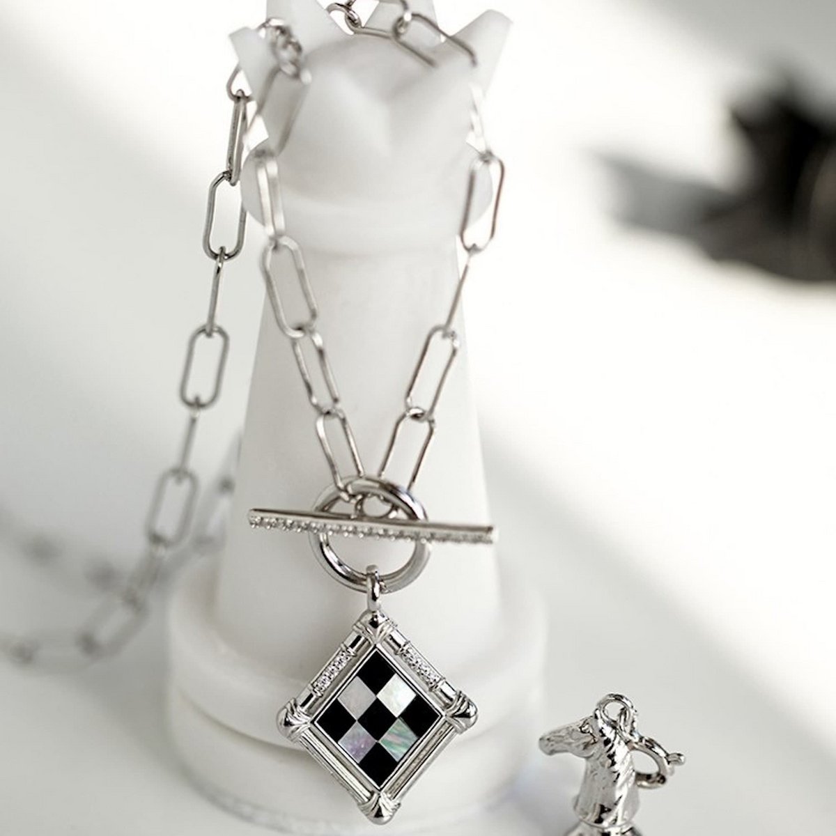 Modern Gallery - Vintage look ketting met ruitjesmotief - sterling zilver en goud vermeil