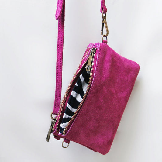 Leer Crossbodytas - Paars/Roze