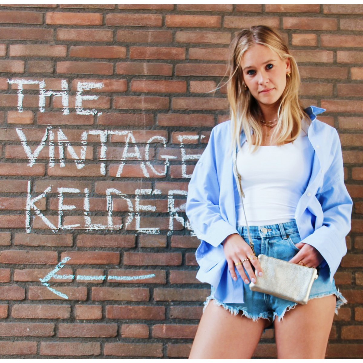 Leer Crossbodytas - Goud