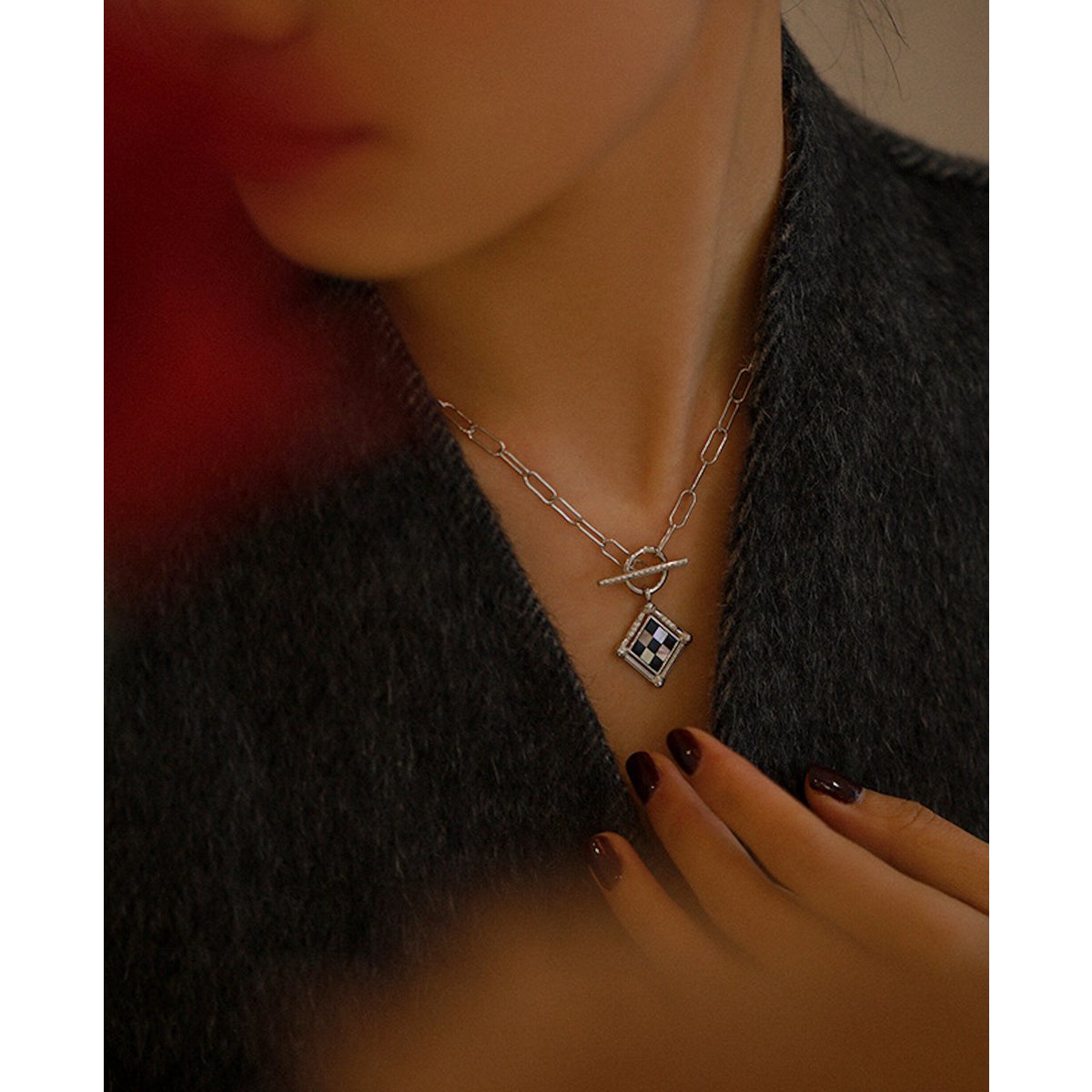 Modern Gallery - Vintage look ketting met ruitjesmotief - sterling zilver en goud vermeil