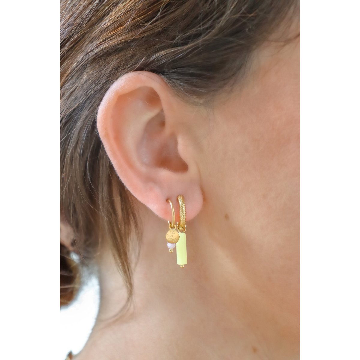Pendientes de jade limón