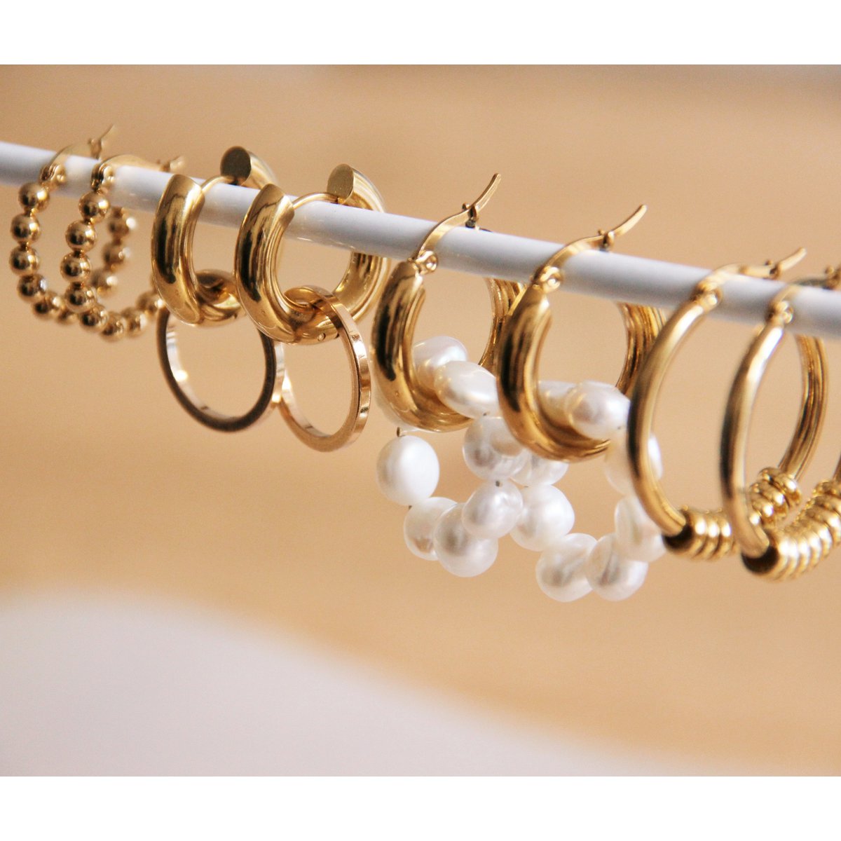 RVS creool 14mm "bolletjes" - zilver