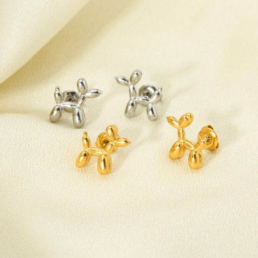 Unieke schattige puppy dikke kleine oorknop - goud en zilver