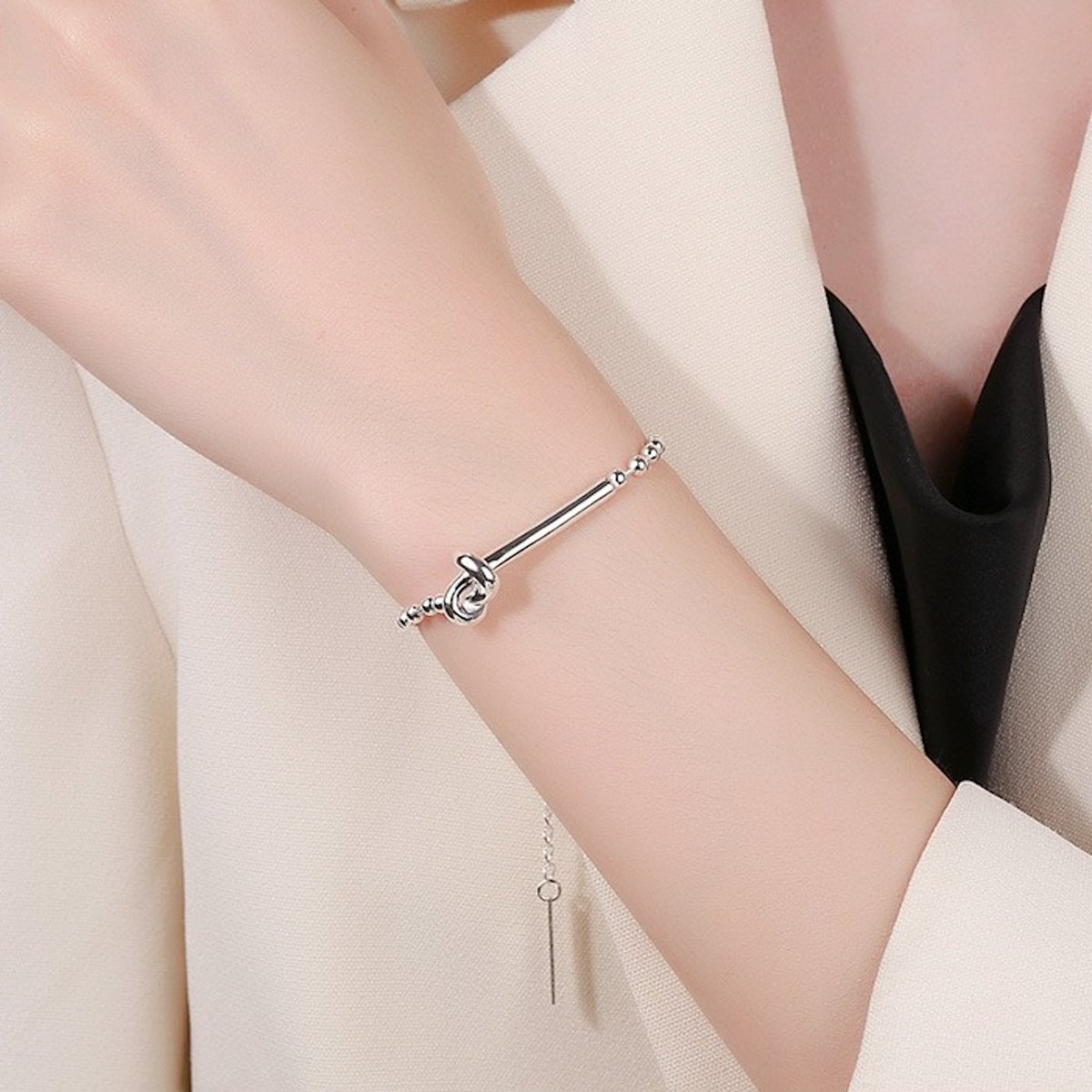 Sterling SilverBall Chain armband-zilveren knoopontwerp