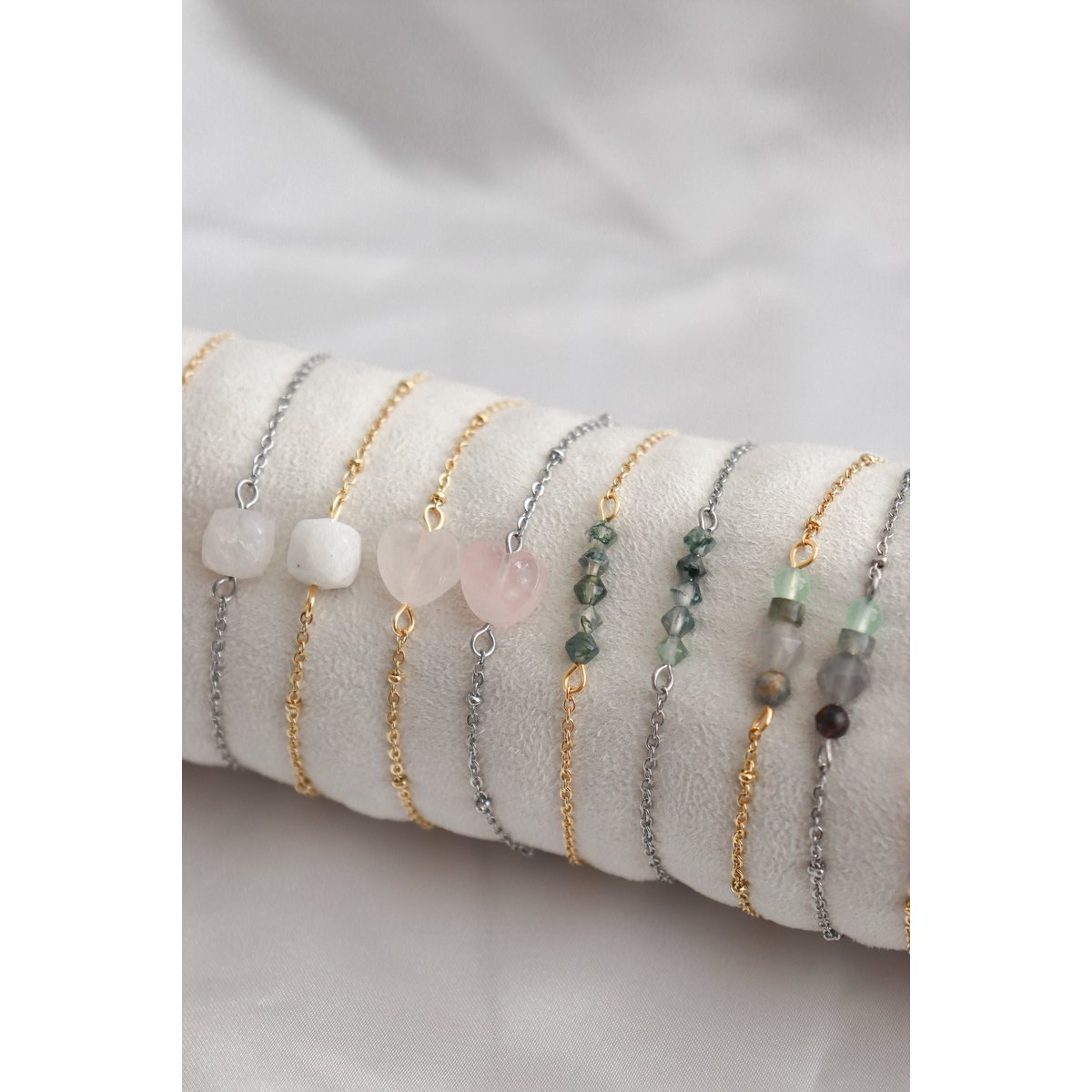 Jade, Labradoriet, Agaat en Saffier edelsteentjes "Power" Armband - Zilver