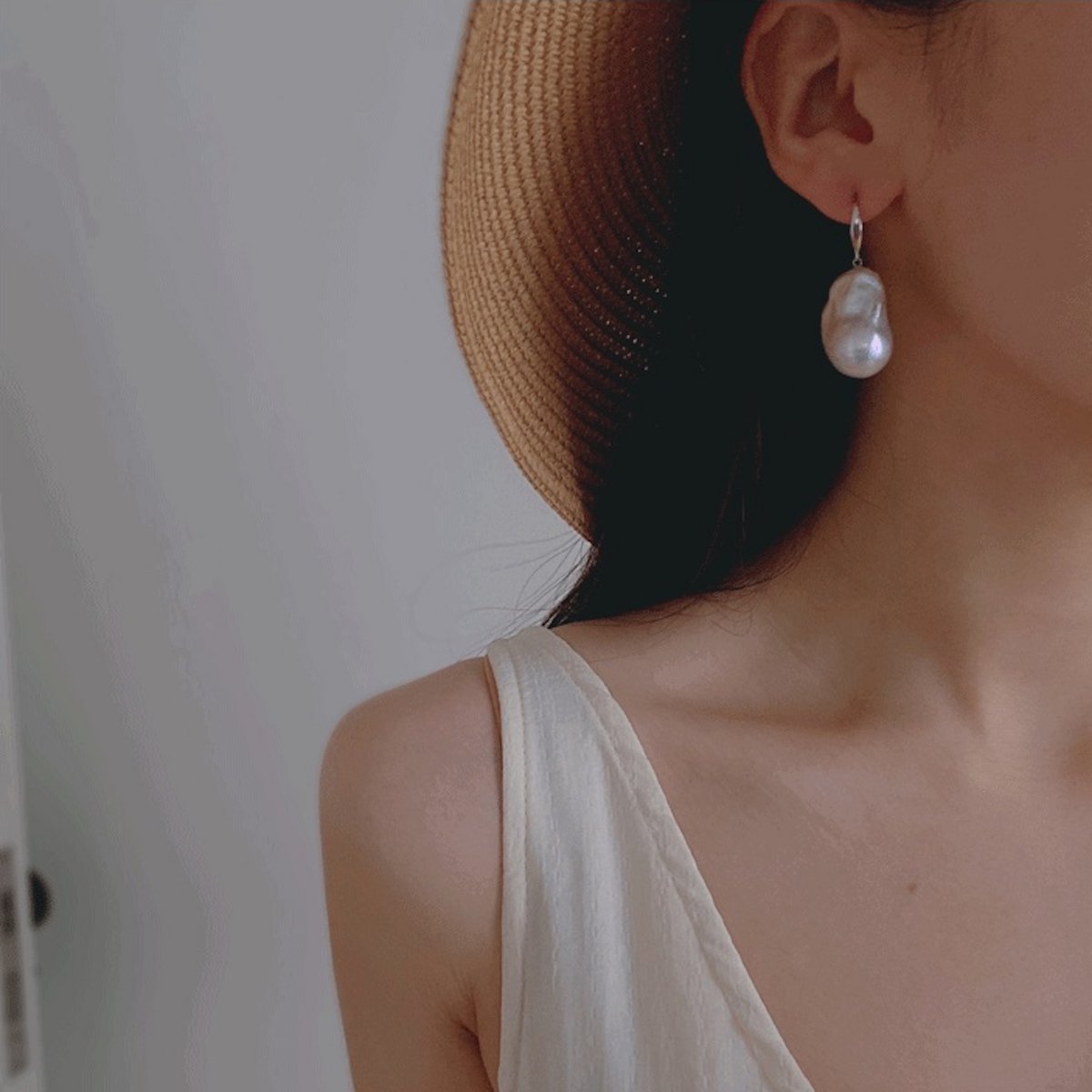 Pendientes colgantes de perlas barrocas grandes - oro o plata
