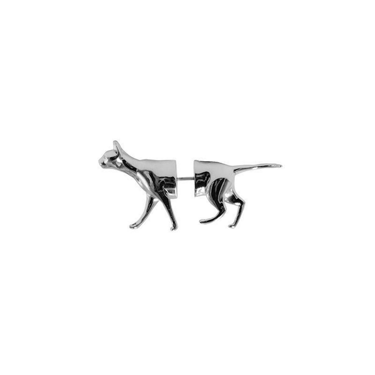 Uniek design puppy- en kattendesign dubbelzijdig zilveren oorsteker uit één stuk