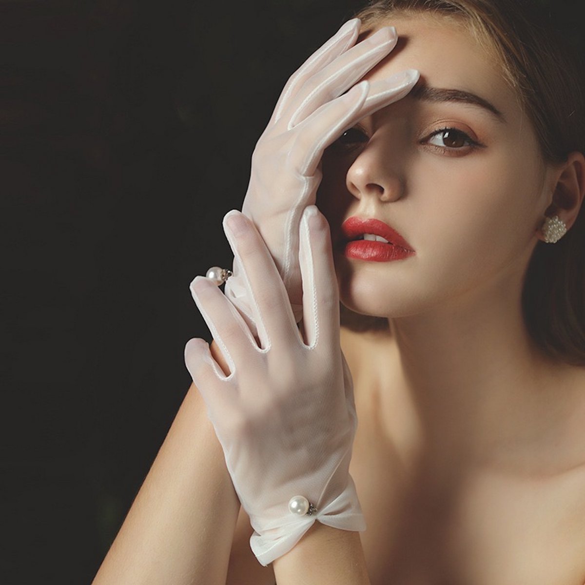 Guantes de Novia Clásicos con Perla - Blanco