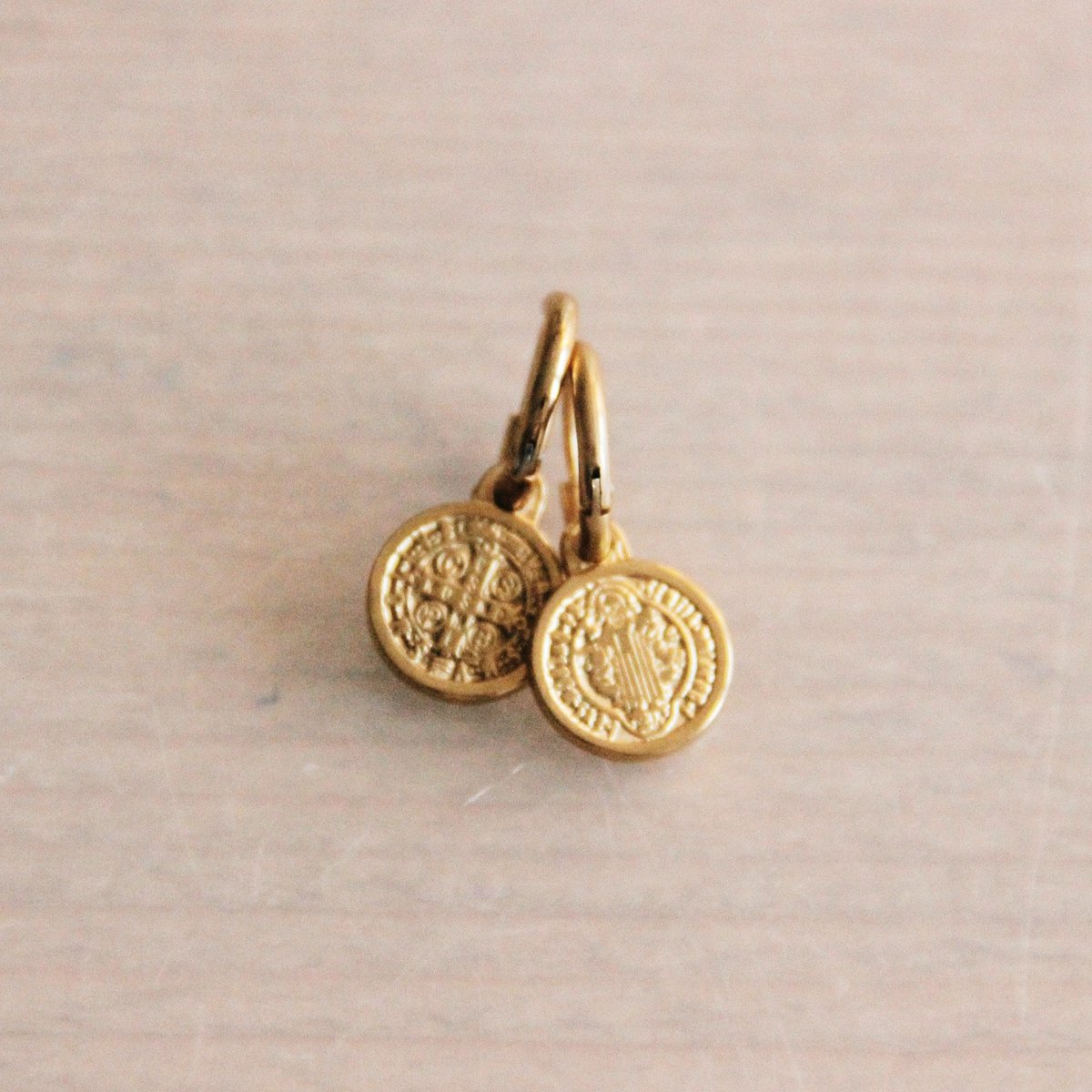 RVS Creooloorbellen met Mini Munt - Goud