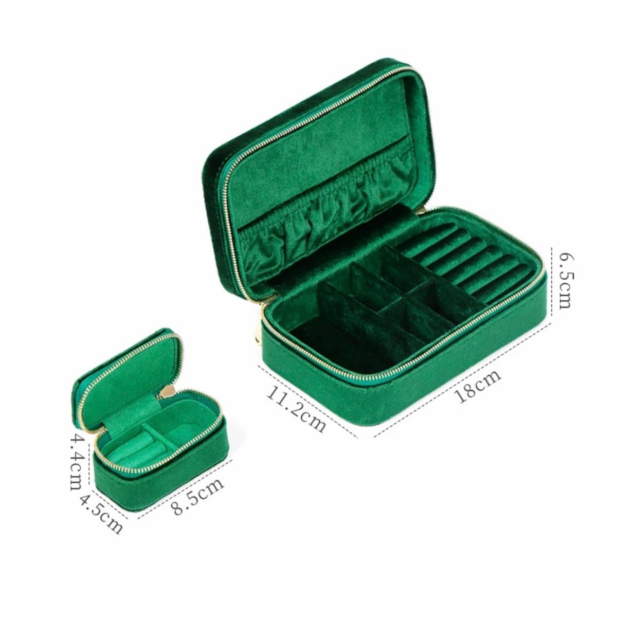 Smaragd Groen Fluwelen Sieraden- en bijbehorende Ringen Reisbox