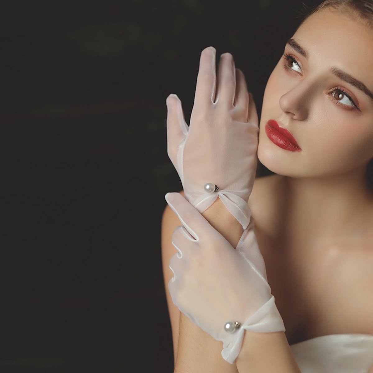 Guantes de Novia Clásicos con Perla - Blanco