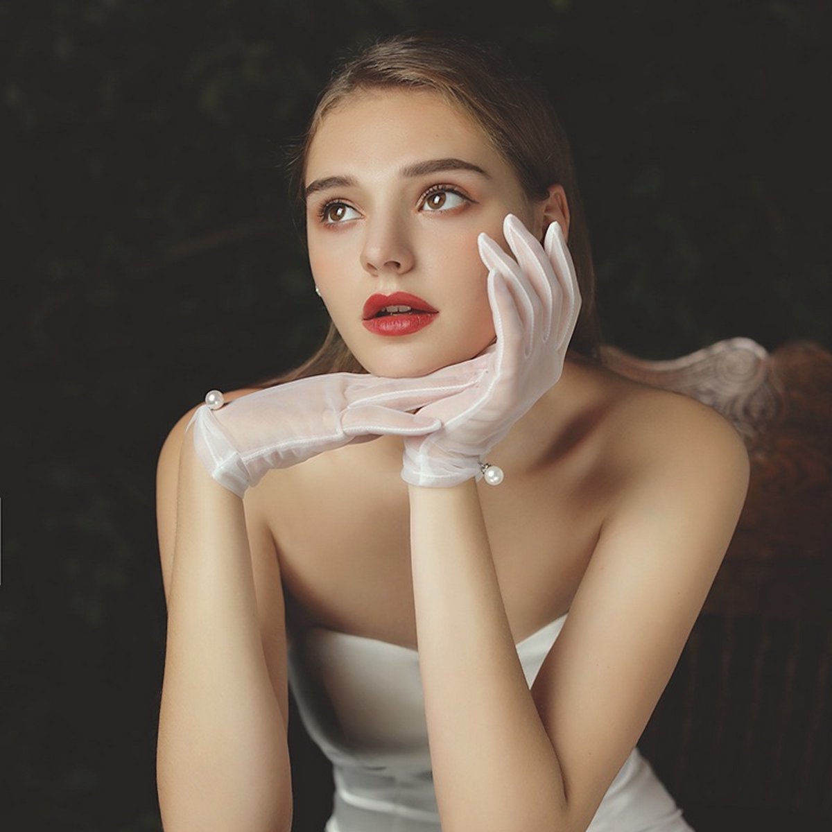 Guantes de Novia Clásicos con Perla - Blanco