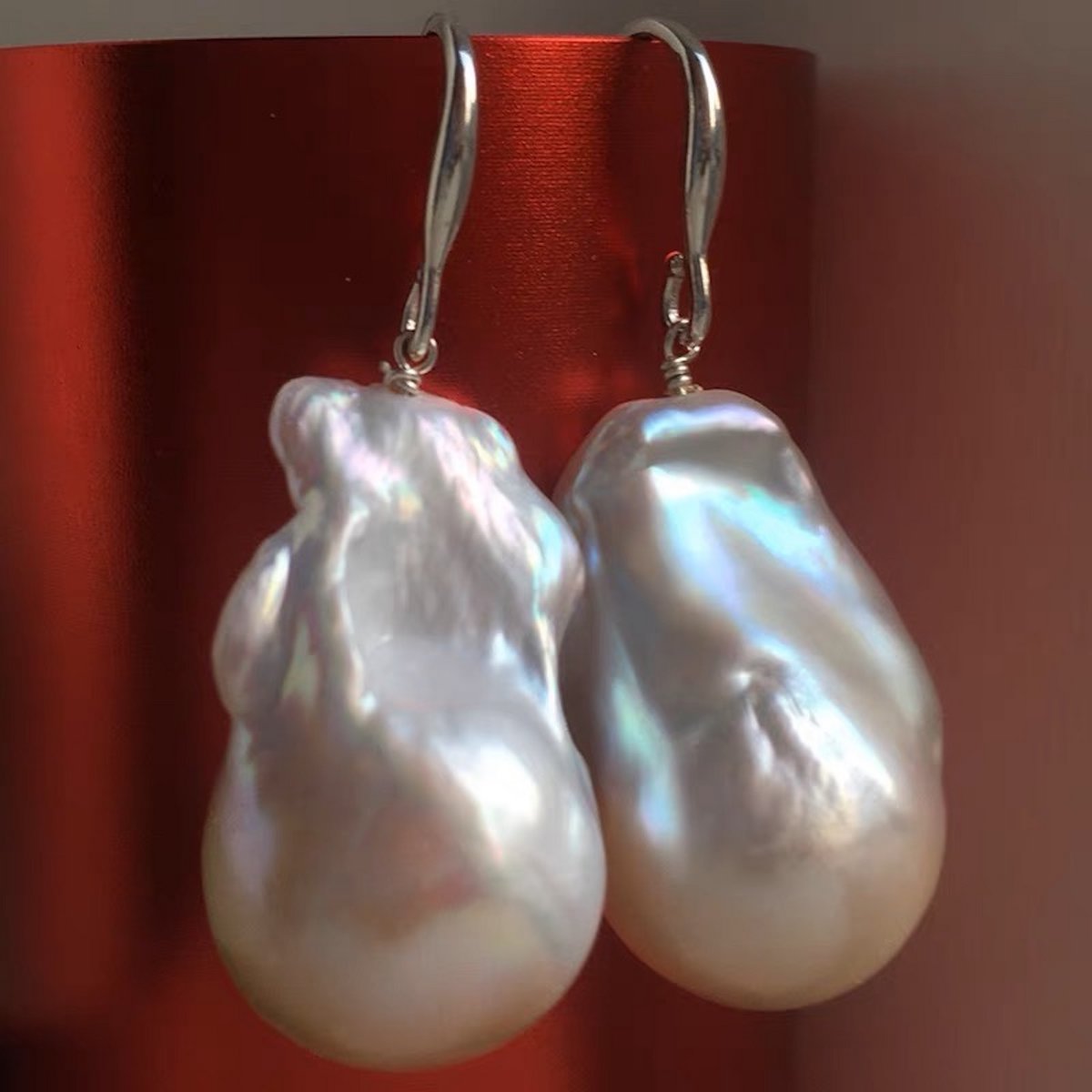 Pendientes colgantes de perlas barrocas grandes - oro o plata